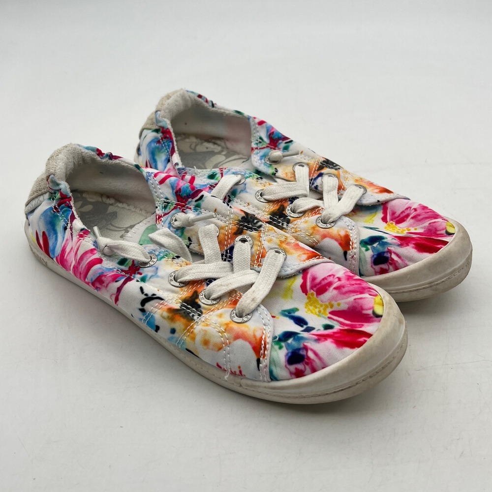 Roxy Bayshore Floral Canvas Slip On Sneakers Multi Color Low Top Shoes